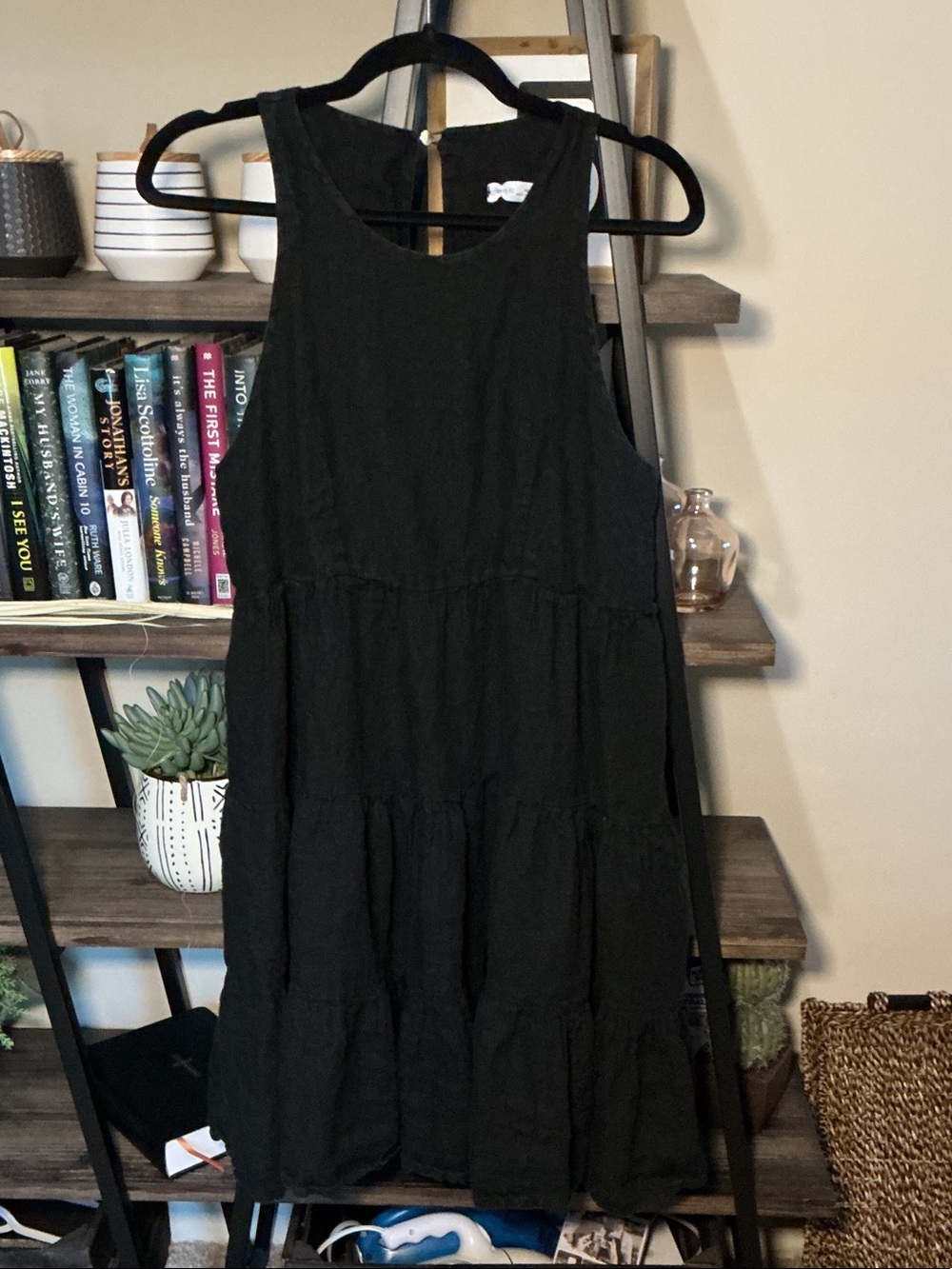 Civico 51 Women’s Black Tiered Linen Sleeveless Dress